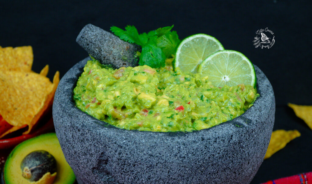 Guacamole in a molcajete