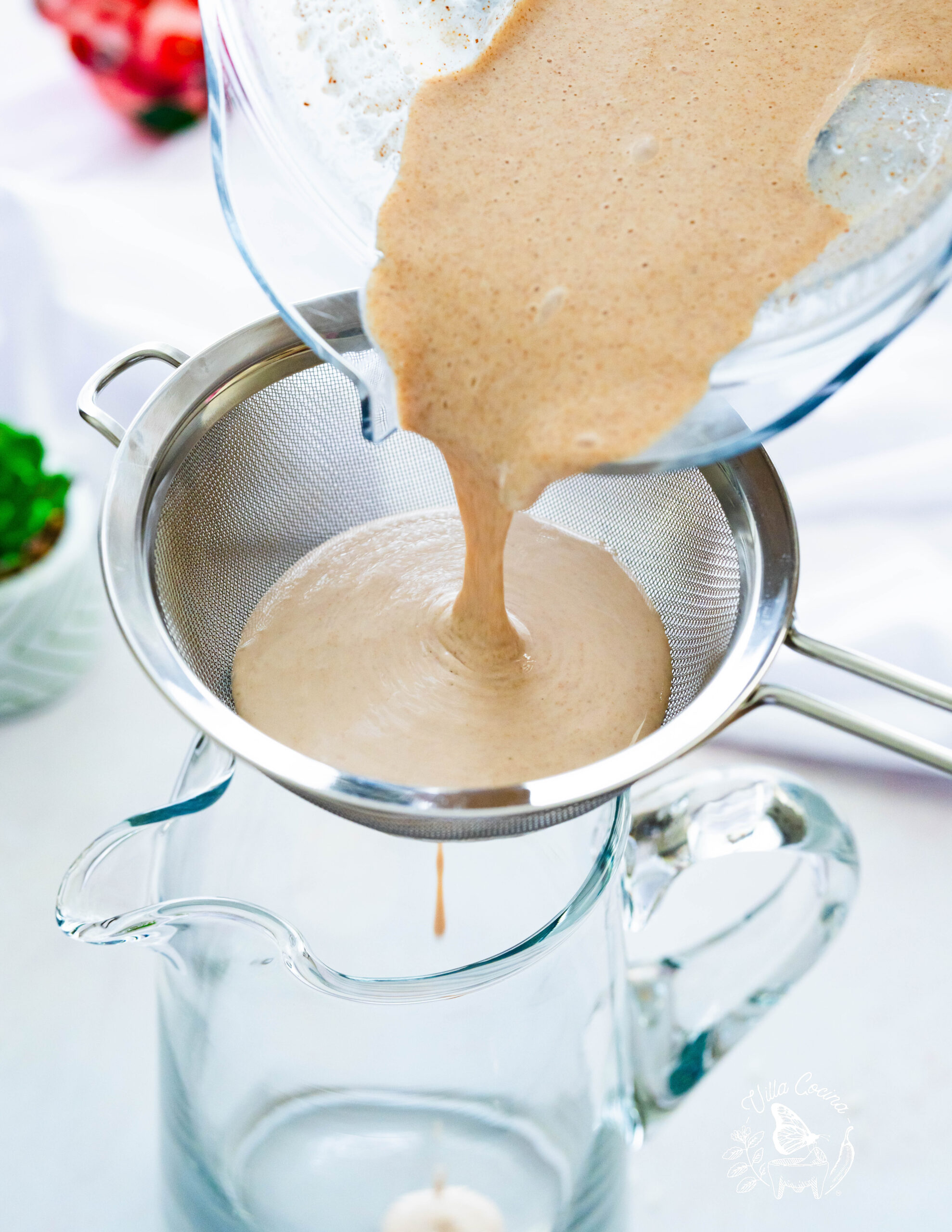 Straining Horchata