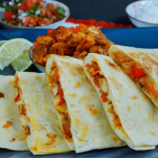 Juicy Chicken quesadillas served in a plate