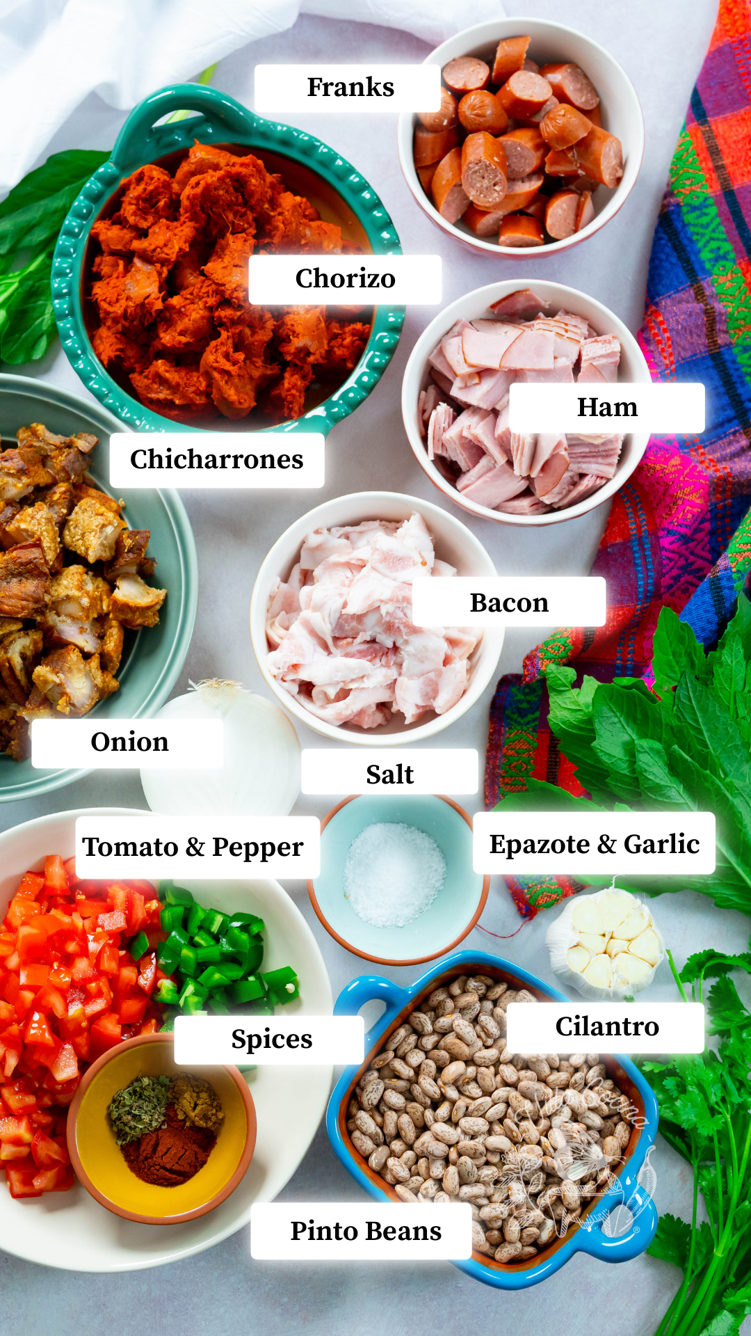Charro Beans-Frijoles Charros Ingredients 