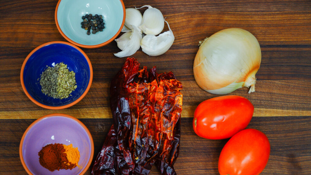 Ingredients for guajillo sauce 