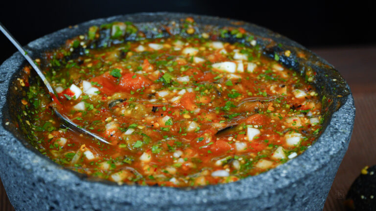 Mexican Salsa in a Molcajete