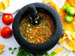 Mexican Salsa in a Molcajete