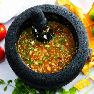 Mexican Salsa in a Molcajete