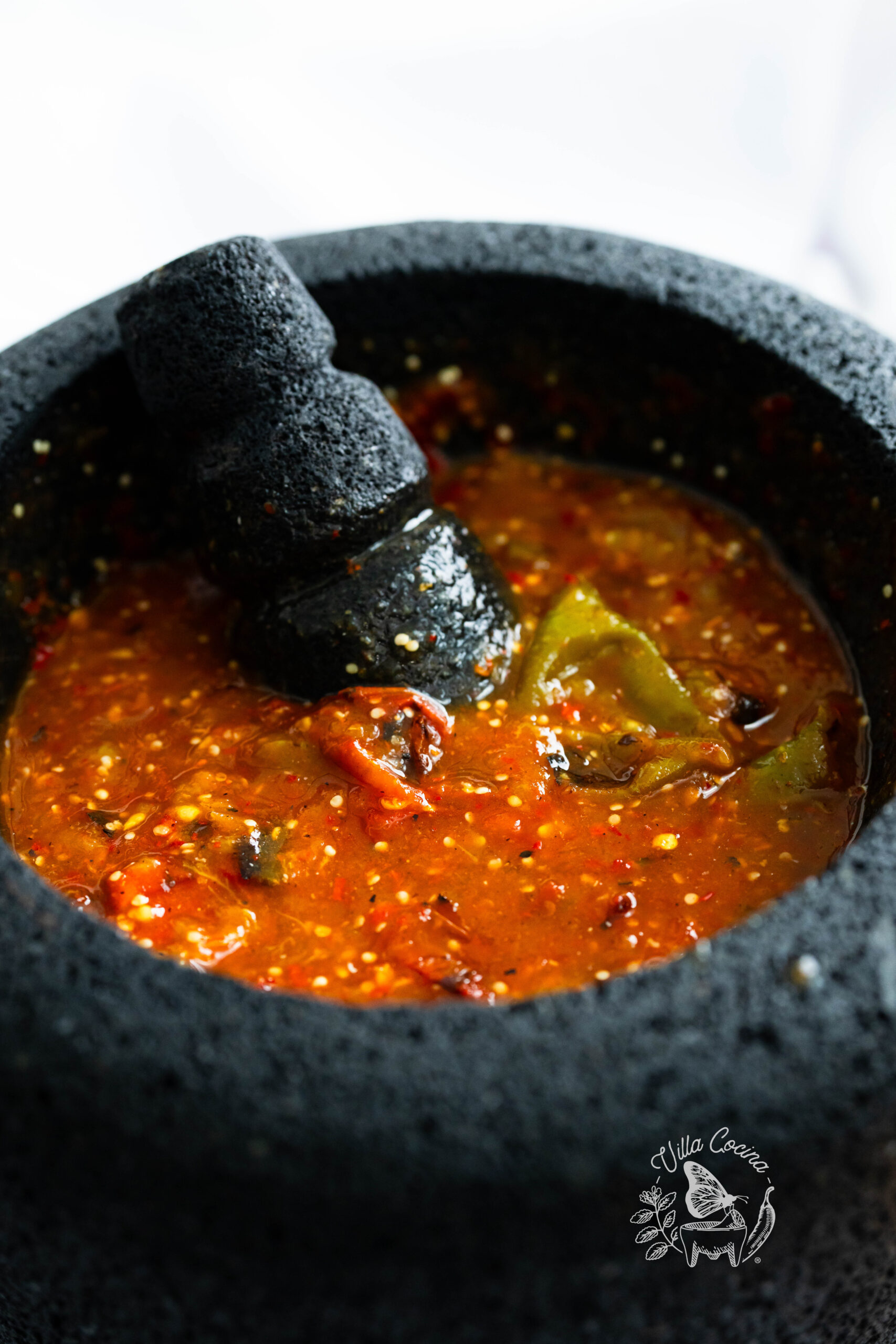 Mexican Salsa in a Molcajete