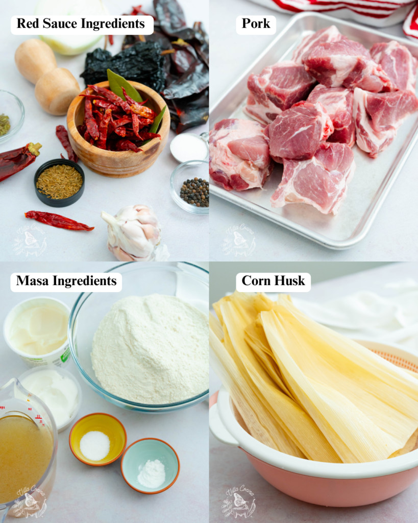 Red pork Tamales Ingredients 