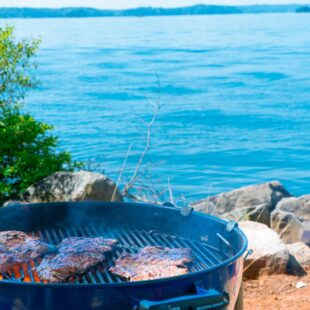 Picture Taken at the lake while grilling the meat.