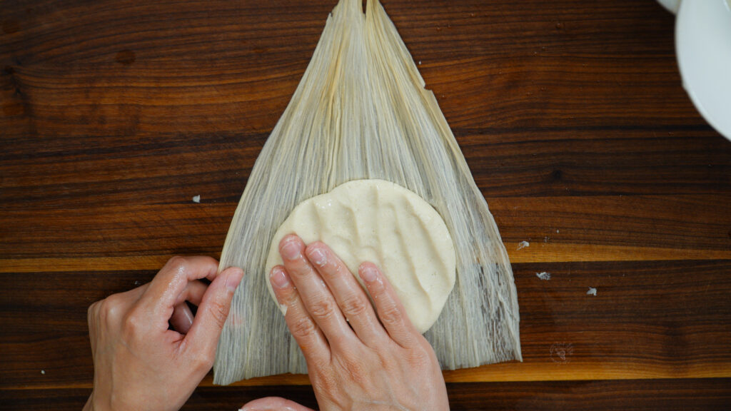 masa for a tamal in a husk