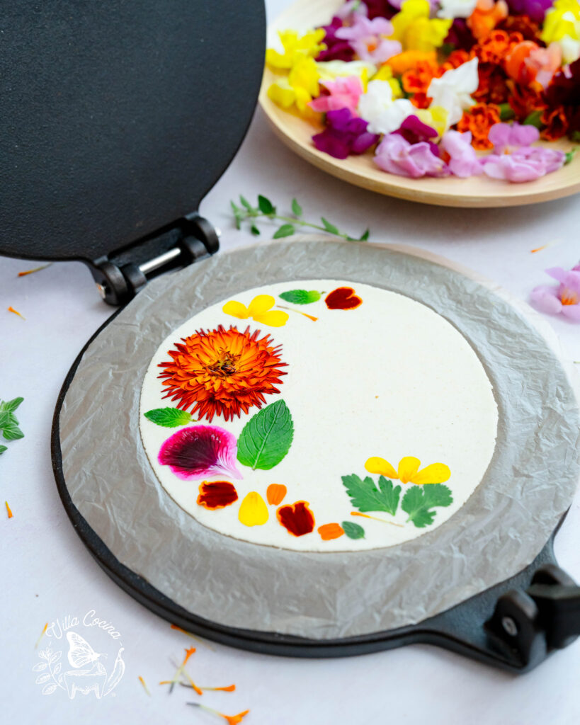 flower ornament on tortilla