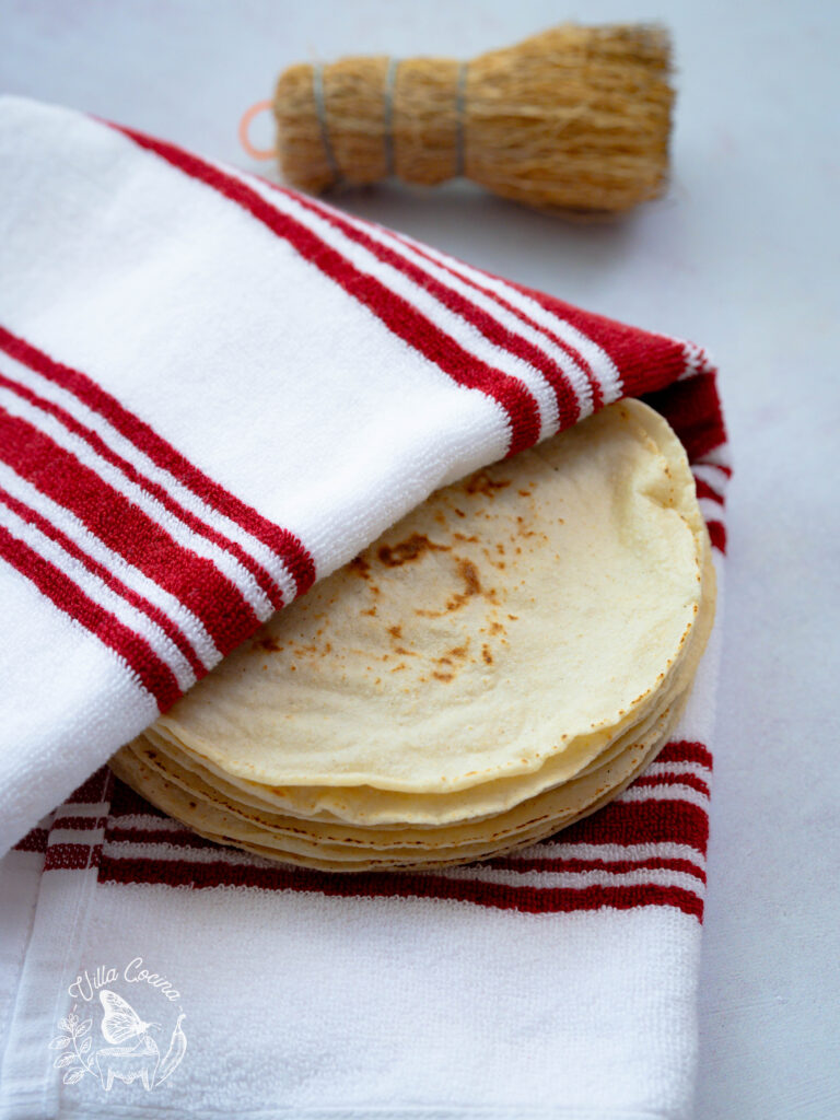 Freshly made corn tortillas on display