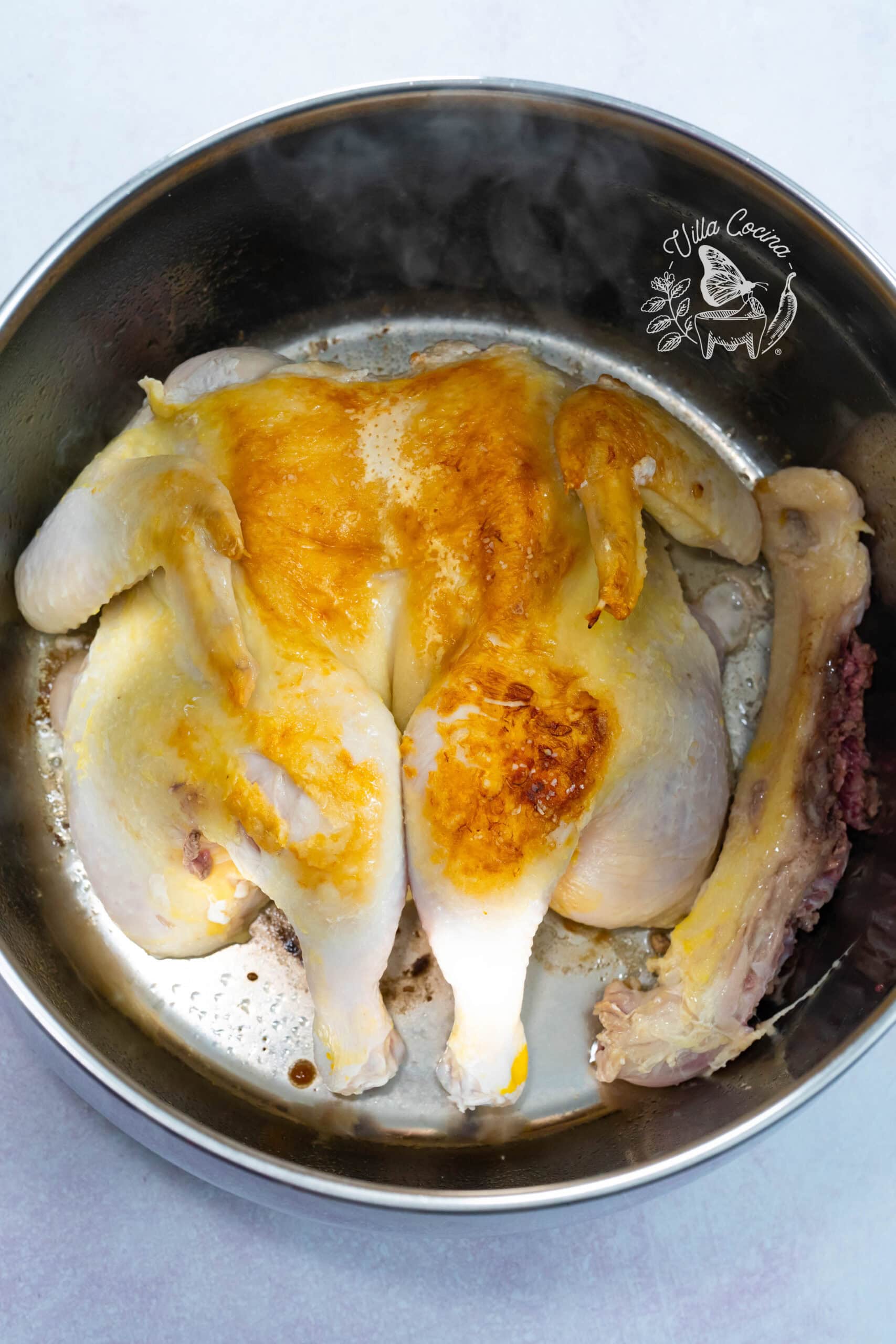 Browning and Cooking the chicken. 