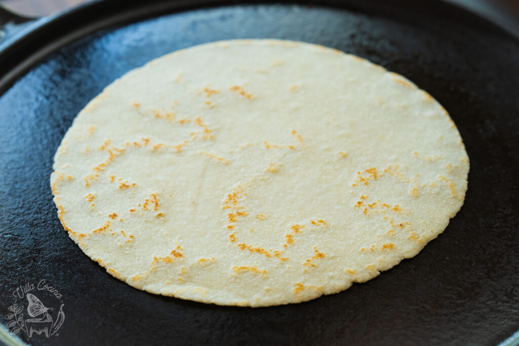 tortilla ready for second flip.