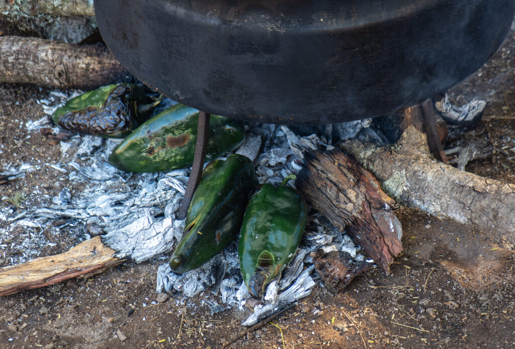 Roasting Poblanos on Wood Charcoal