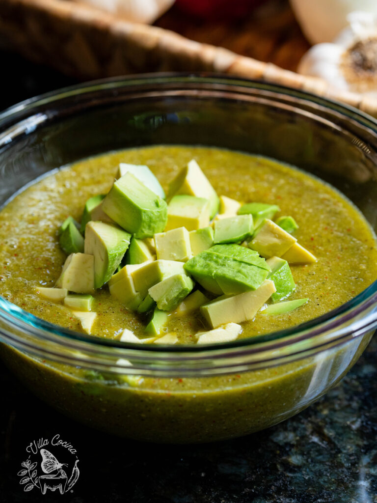 Salsa verde with avocado