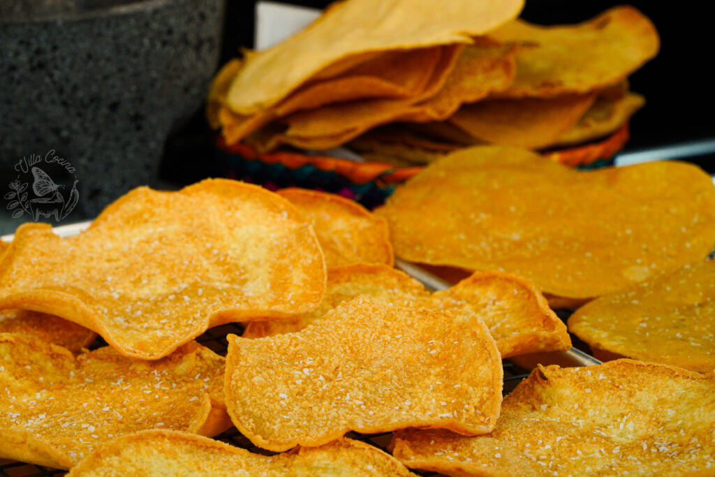 crunchy tostadas raspadas sprinkled with salt