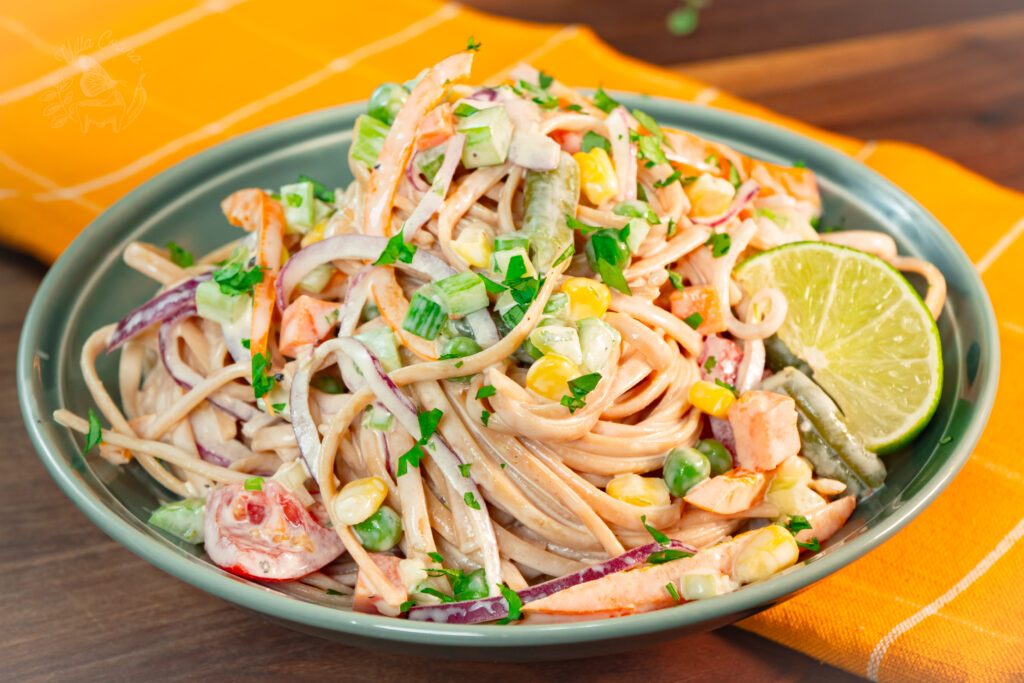 Mexican style spaghetti pasta salad