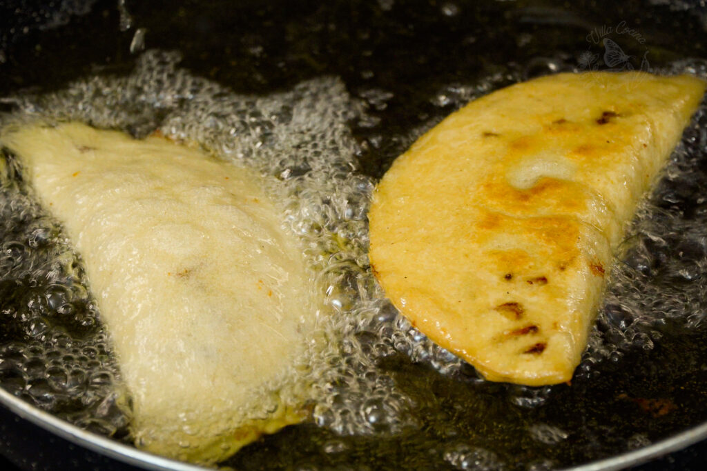 Mexican Empanadas in frying stage.