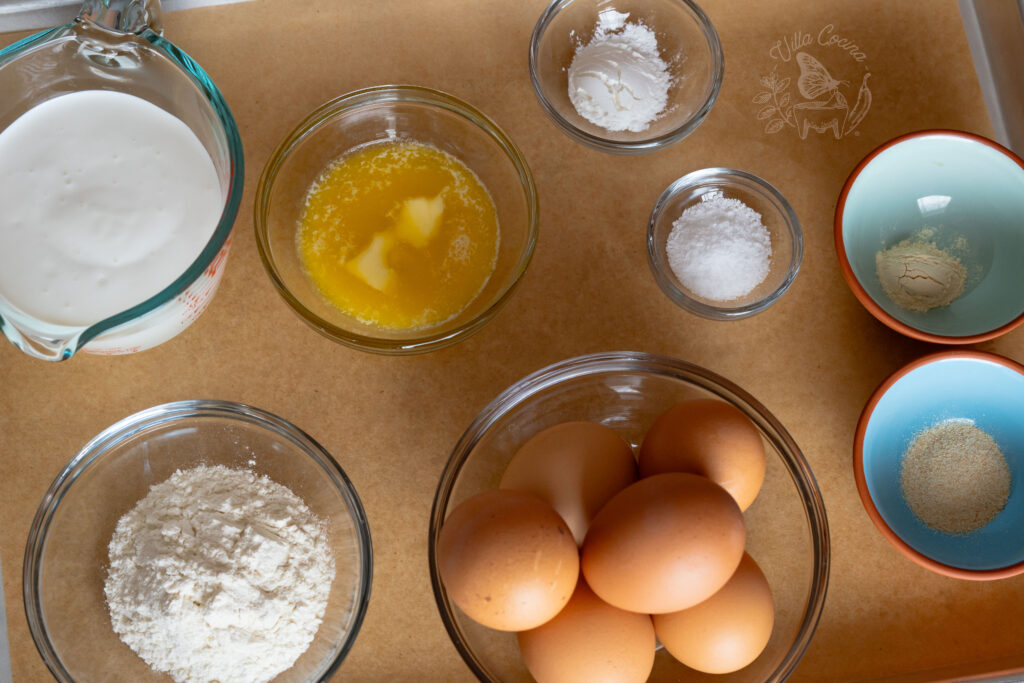 Batter ingredients for a Chile relleno casserole recipe