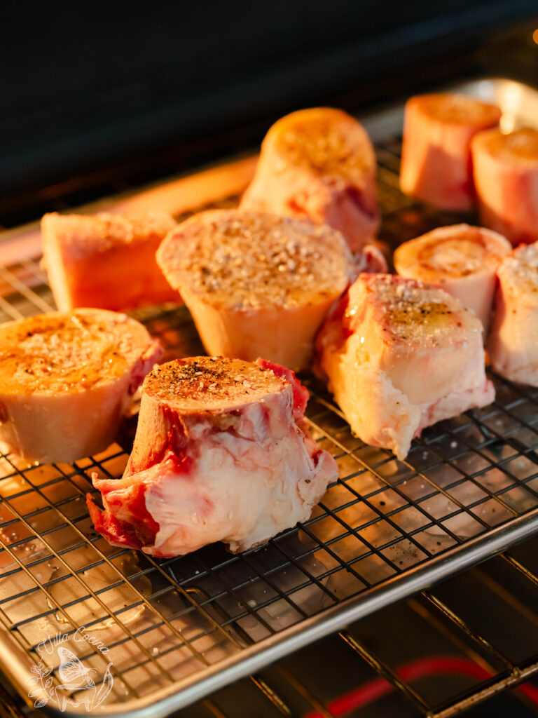 raw bones in oven