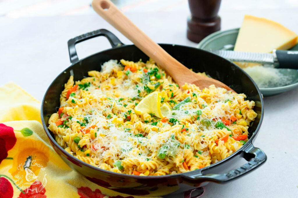 Pan-fried lemon garlic pasta