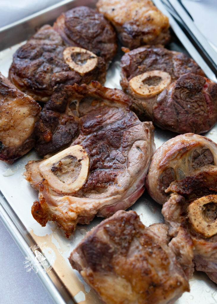 Browned meat for Caldo de Res 