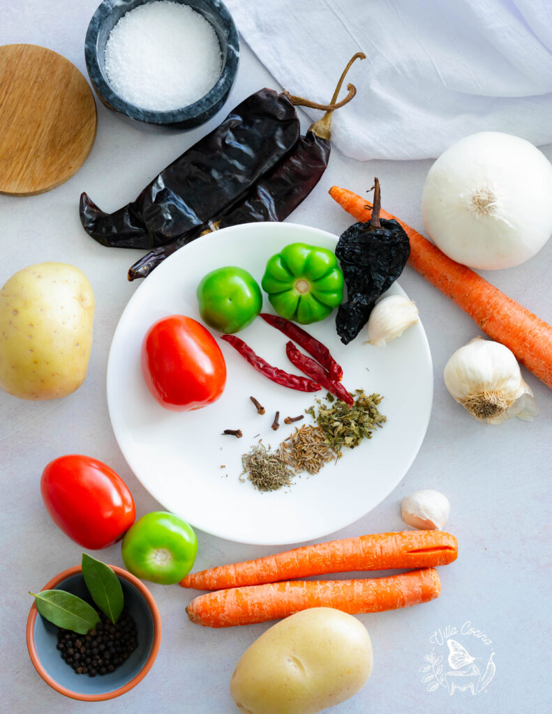 Ingredients for Costillas de Puerco in Salsa Roja 