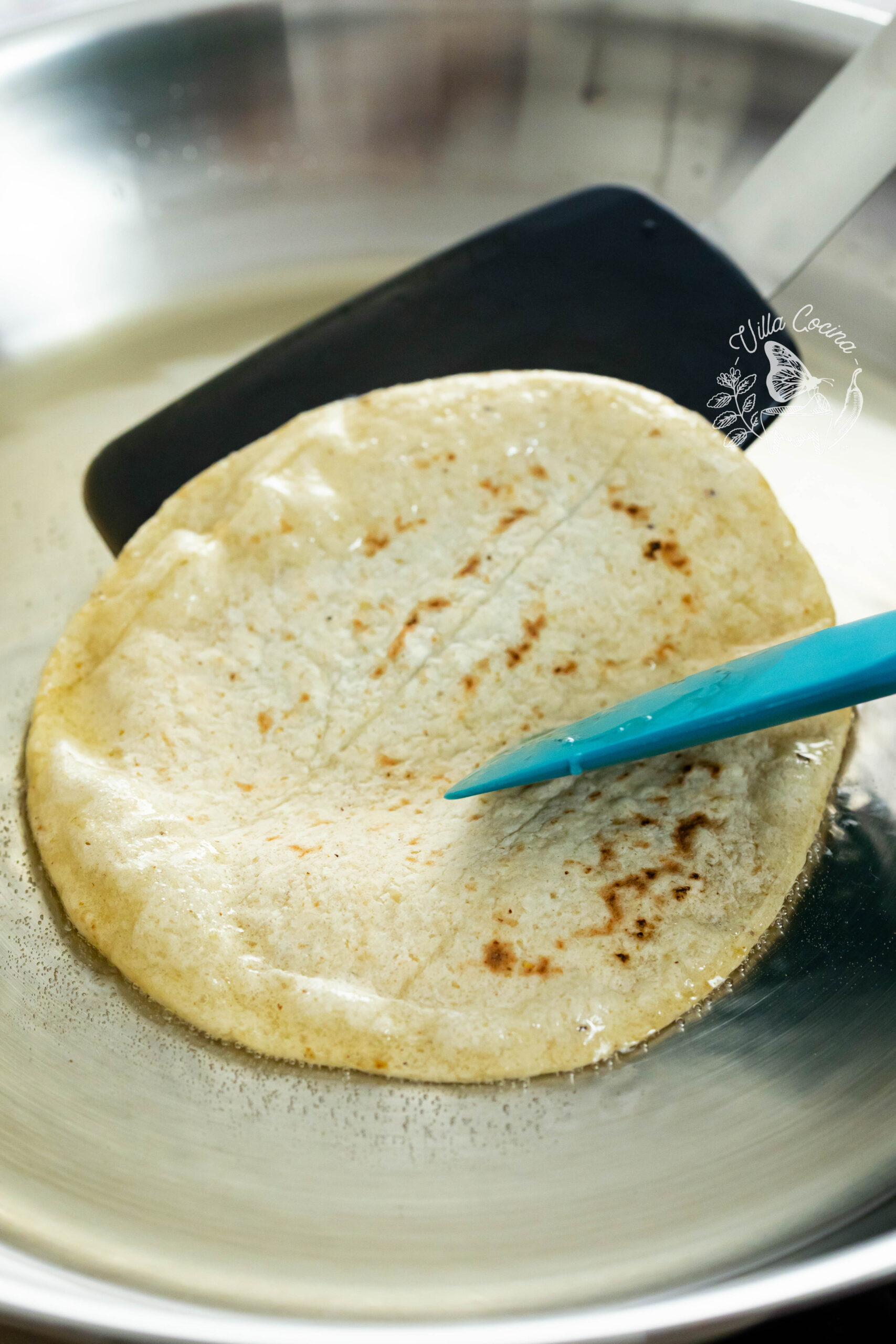 Pan fry the corn tortillas