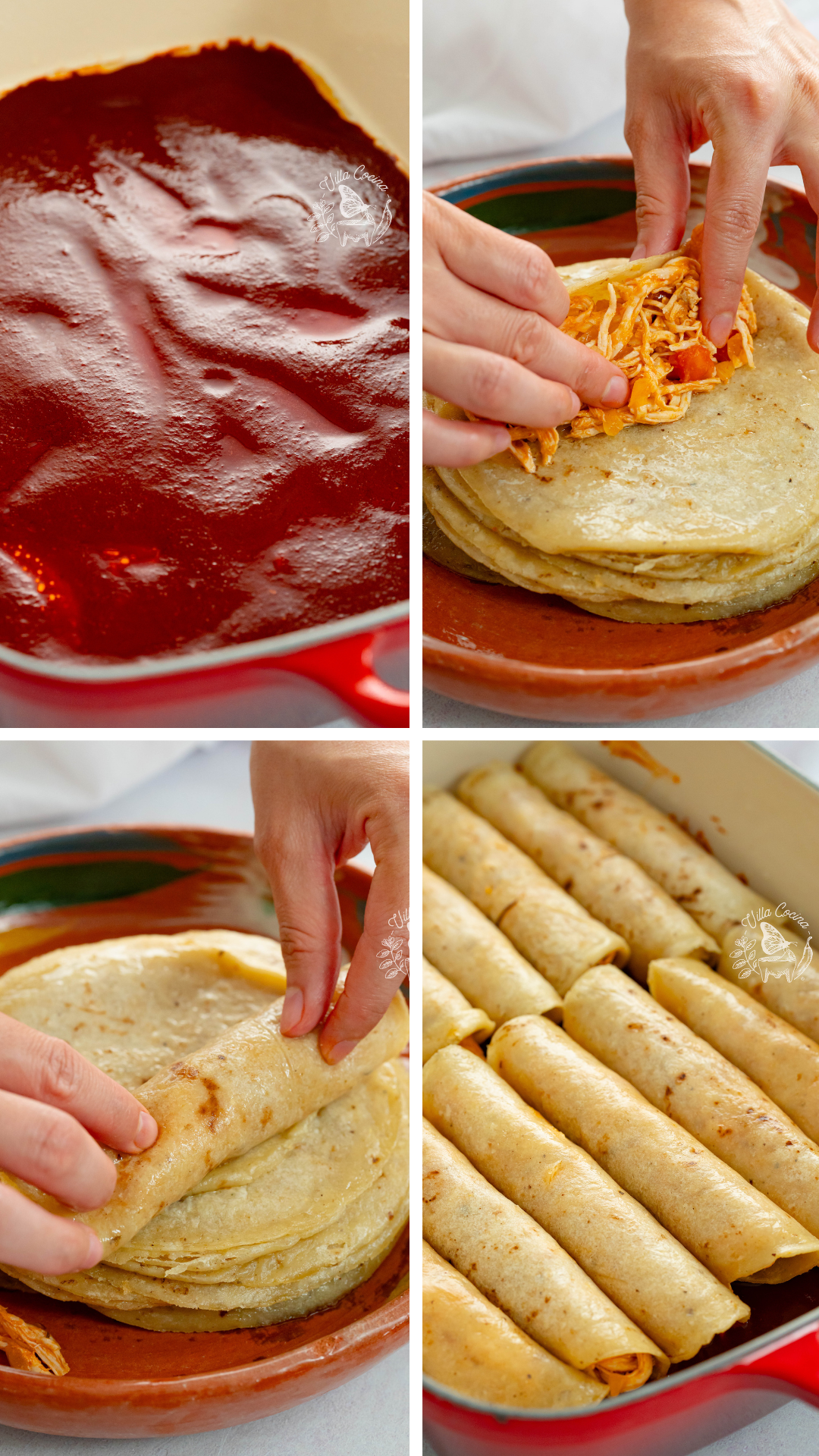 Procedure for Rolling Chicken Enchiladas
