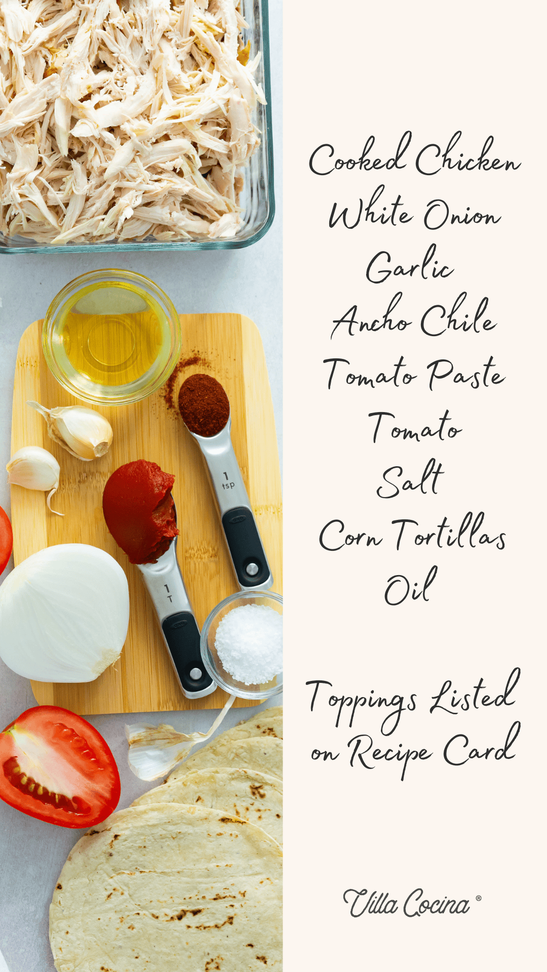 Chicken Taquitos Ingredients - Villa Cocina