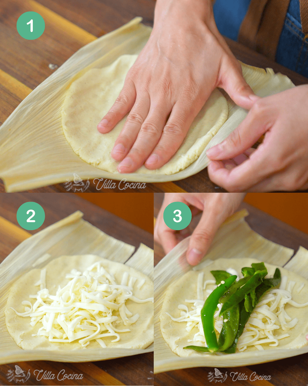 Assembling Tamales de Rajas con Queso