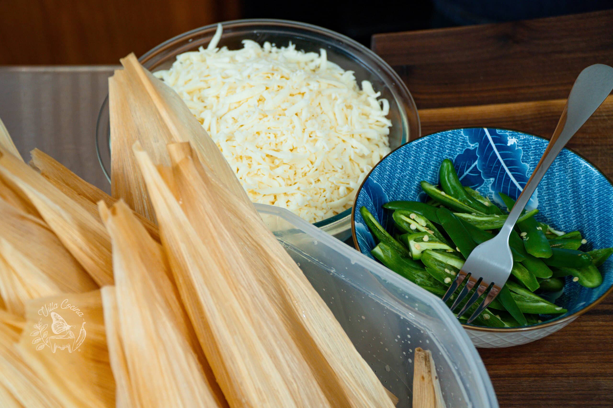 Ingredients for Tamales de Rajas con Queso