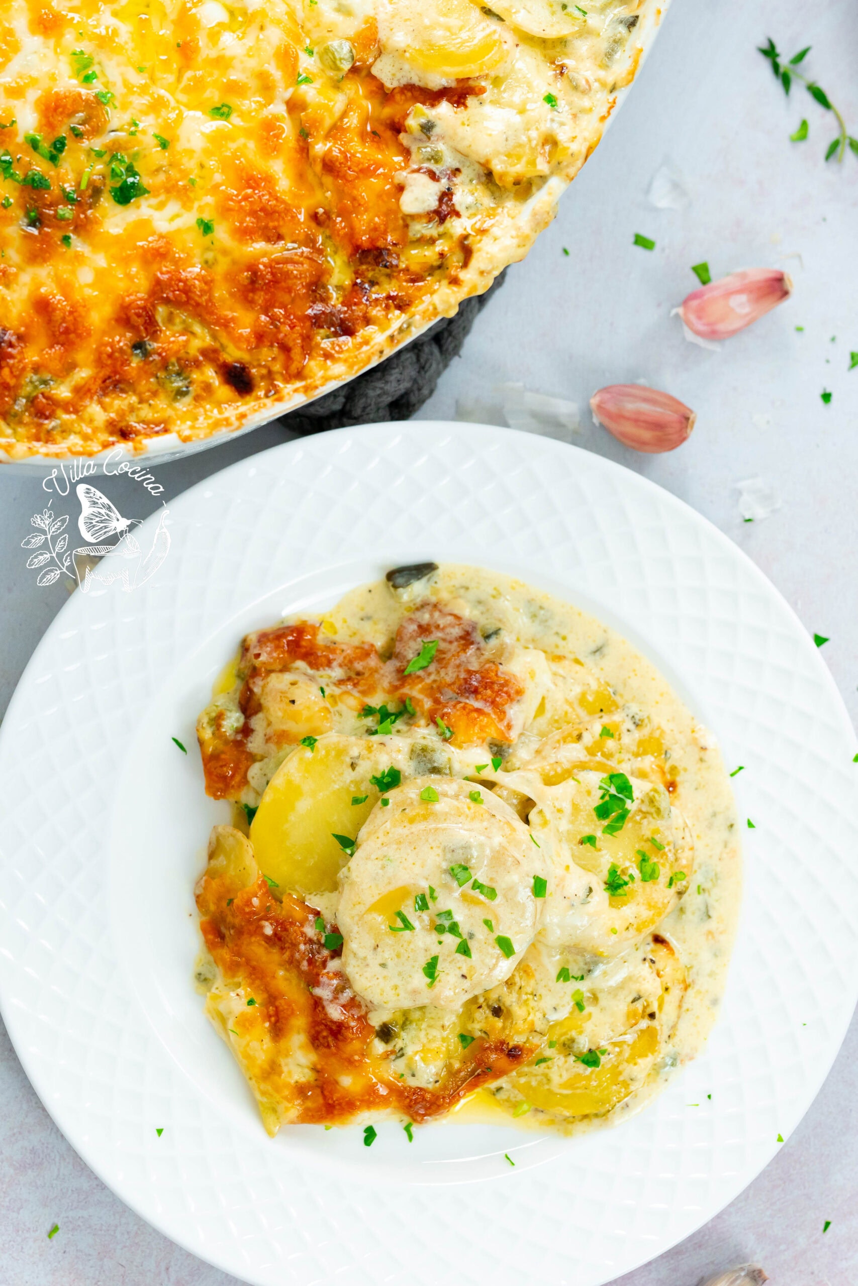 Creamy Au Gratin Potatoes with Roasted Poblanos