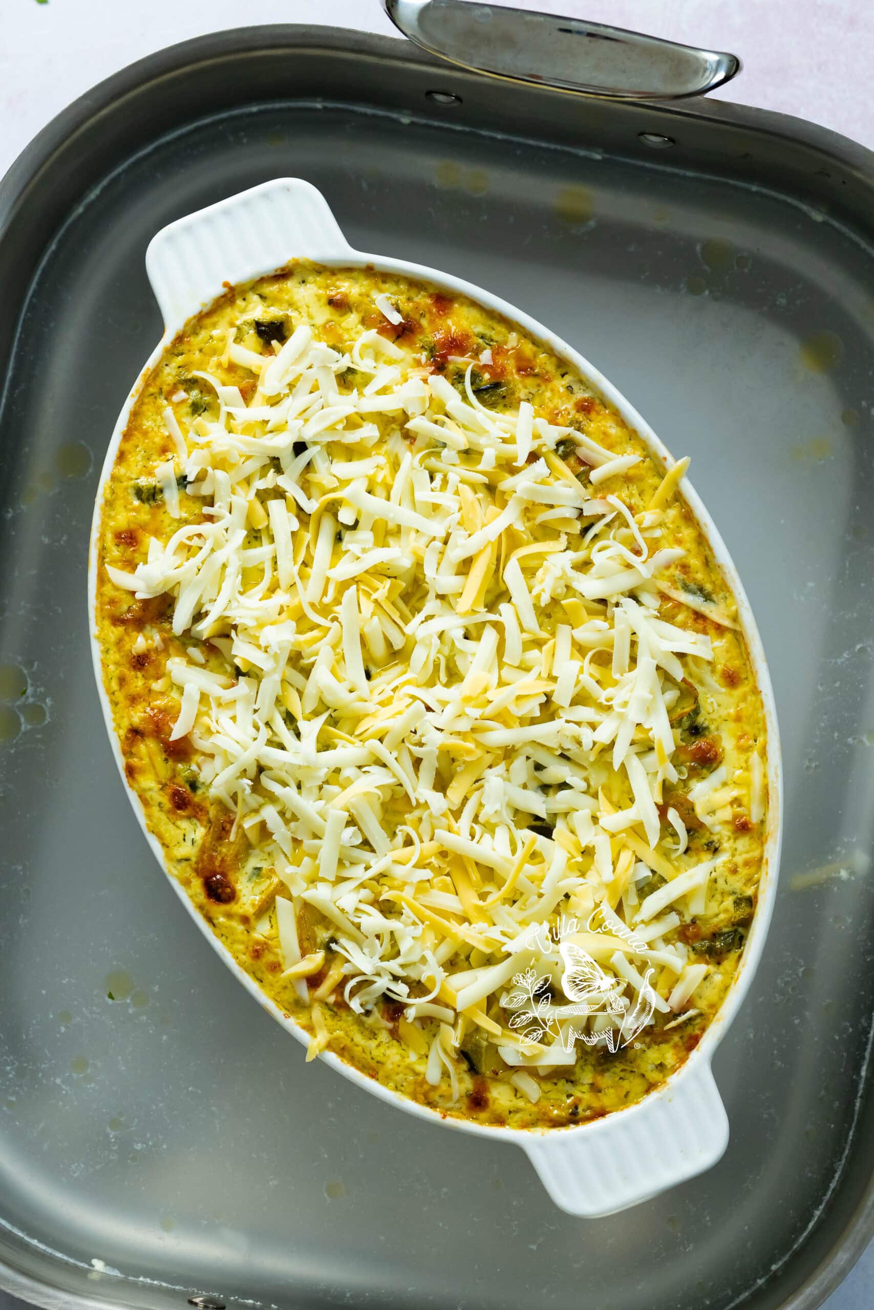 Final bake topped with the remaining one-third of the cheese