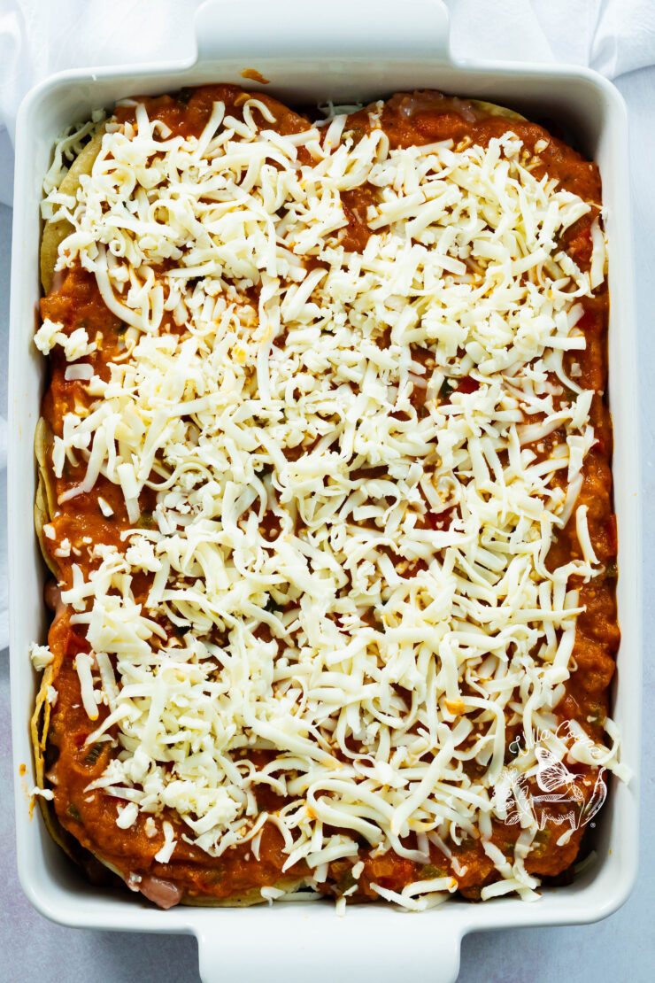 Casserole topped with cheese.