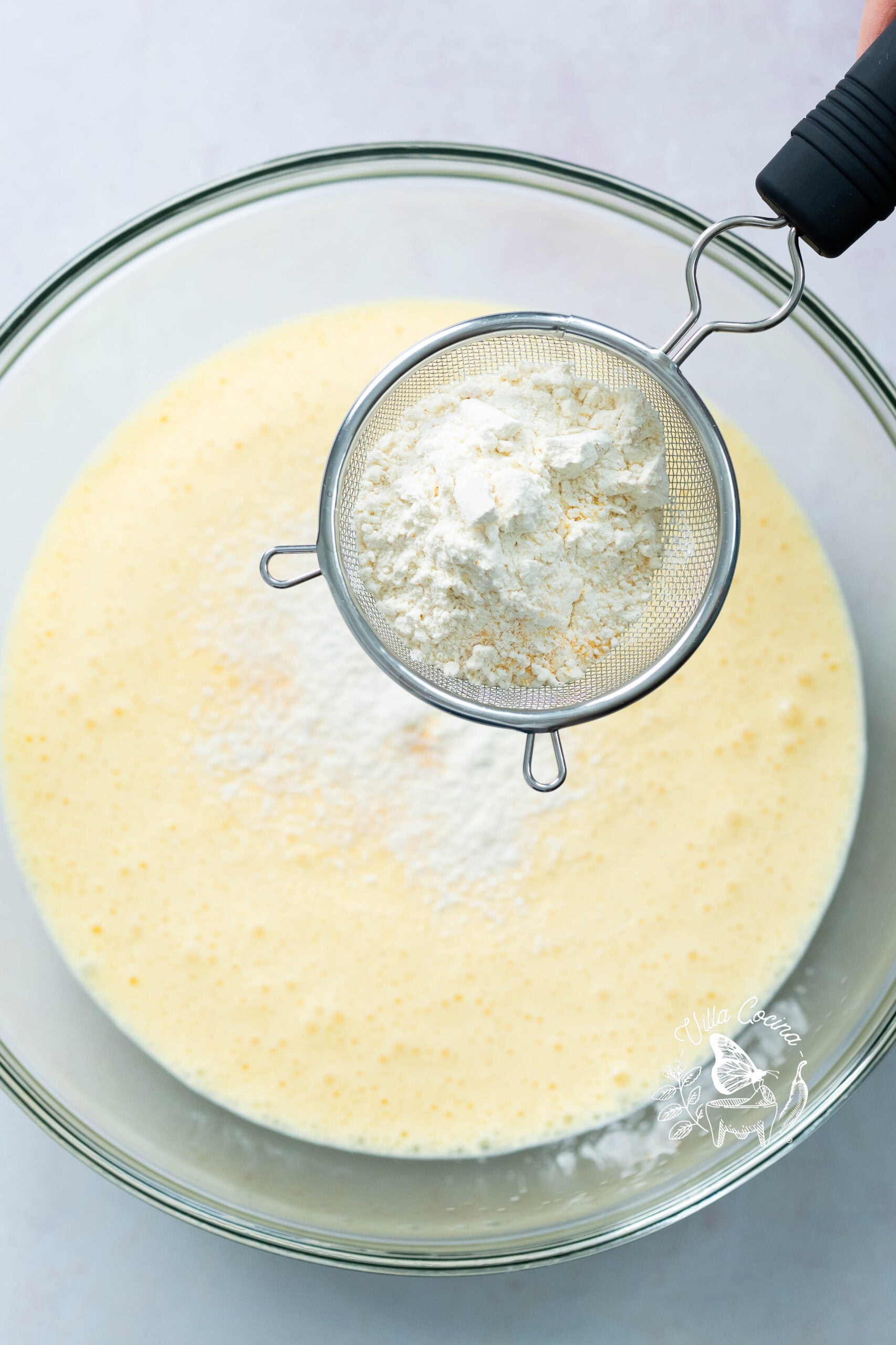 Sift dry ingredients into egg batter