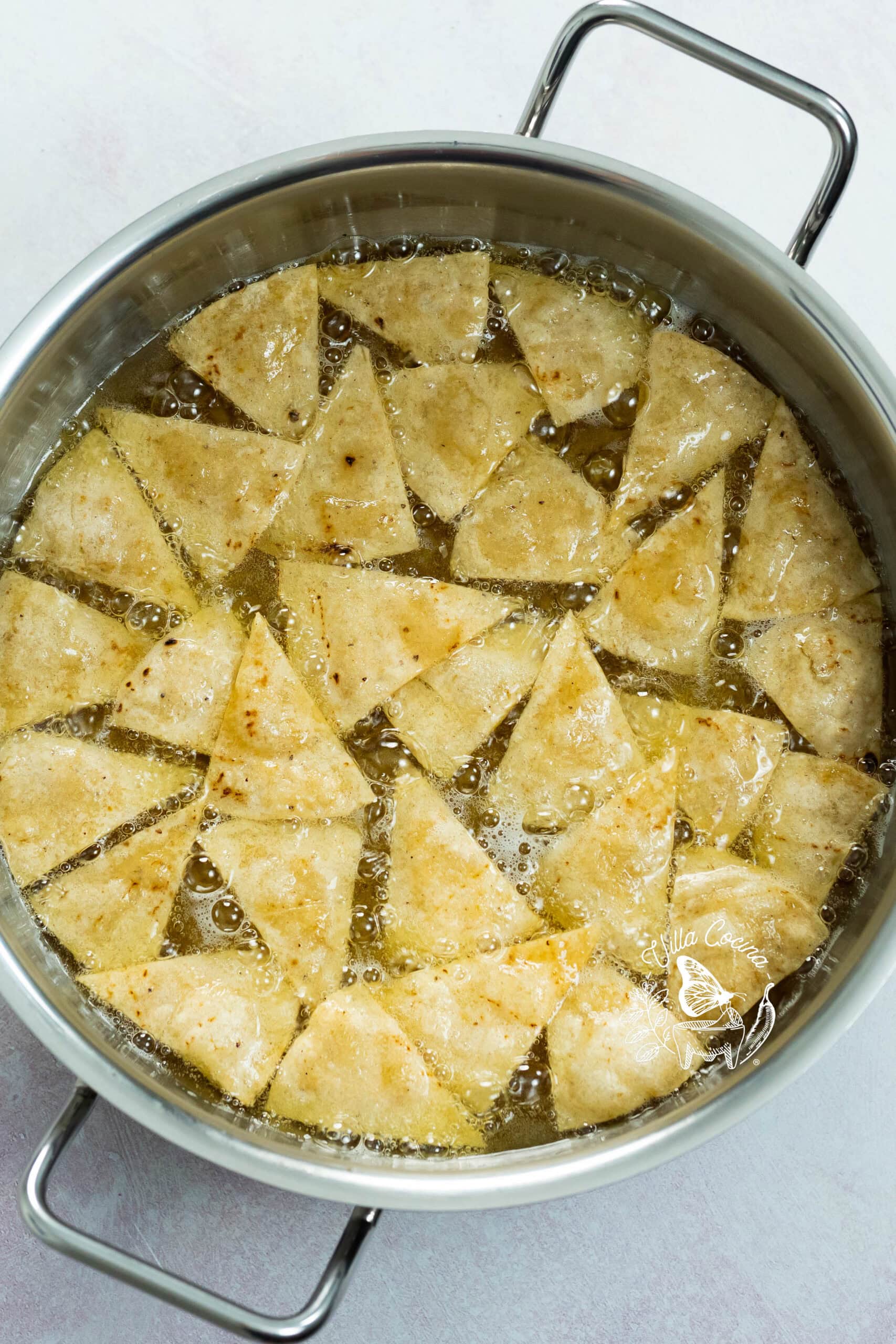 Frying Corn Tortillas Chips